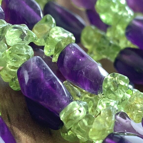 Signed Jay King DTR Amethyst Peridot Sterling Silver Multi Strand Necklace - Picture 4 of 16